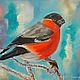 Bullfinch bird oil painting in a frame, Pictures, Ekaterinburg,  Фото №1