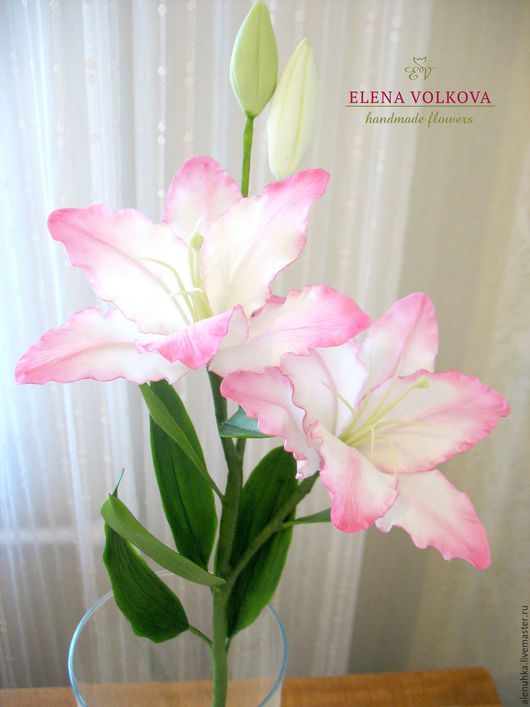 Интерьерные композиции ручной работы. Ярмарка Мастеров - ручная работа. Купить Лилия из полимерной глины "Леди в розовом!". Handmade.