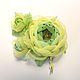 Brooch Lime Syrup Bouquet with handmade flowers made of fabric, Brooches, St. Petersburg,  Фото №1