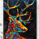 Mini painting deer animals oil painting black painting pop art, Pictures, St. Petersburg,  Фото №1