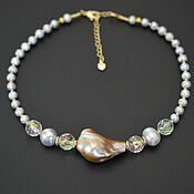 Украшения handmade. Livemaster - original item Choker with Baroque pearls and rock crystal. Handmade.
