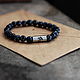 OM bracelet made of obsidian and medical steel. Bead bracelet. Damba. Online shopping on My Livemaster.  Фото №2
