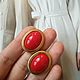 Clips red vintage Napier jewelry under gold oval shape, Vintage earrings, Astrakhan,  Фото №1