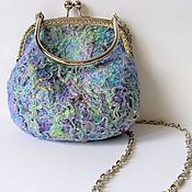 Bag women's beautiful felted Lilac dreams-Flowers on a stone