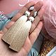 Earrings-brush Miranda beige corporal powdery silk cubic Zirconia enamel. Tassel earrings. GolDFenix. My Livemaster. Фото №4