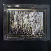 Винтаж handmade. Livemaster - original item Wall panel, White Tiger, Bradex, 1999 (7247). Handmade.