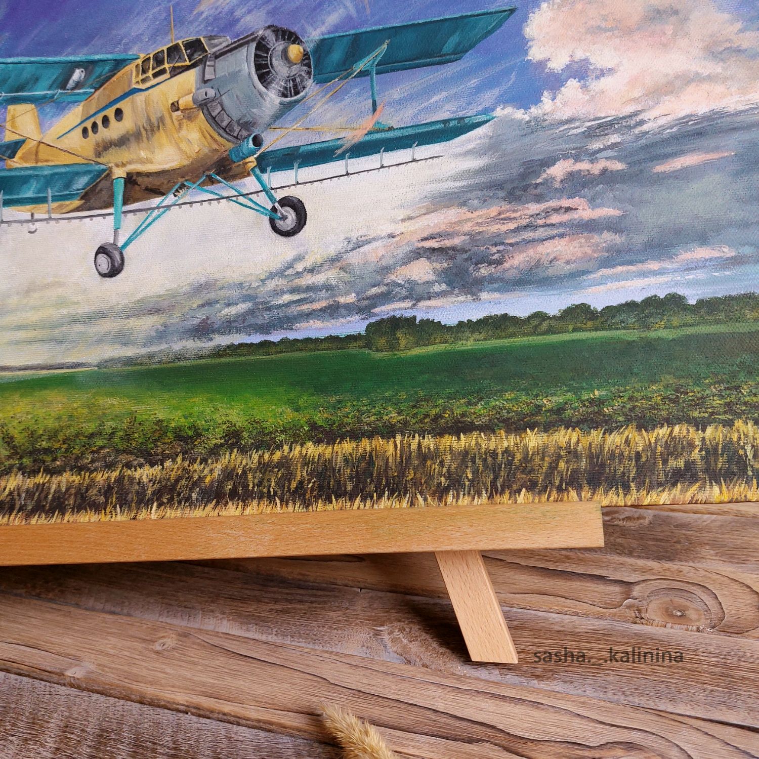 Картина самолёт над полем акрил, холст на подрамнике в интернет ...