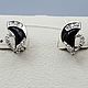 Silver earrings with black onyx and cubic zirconia