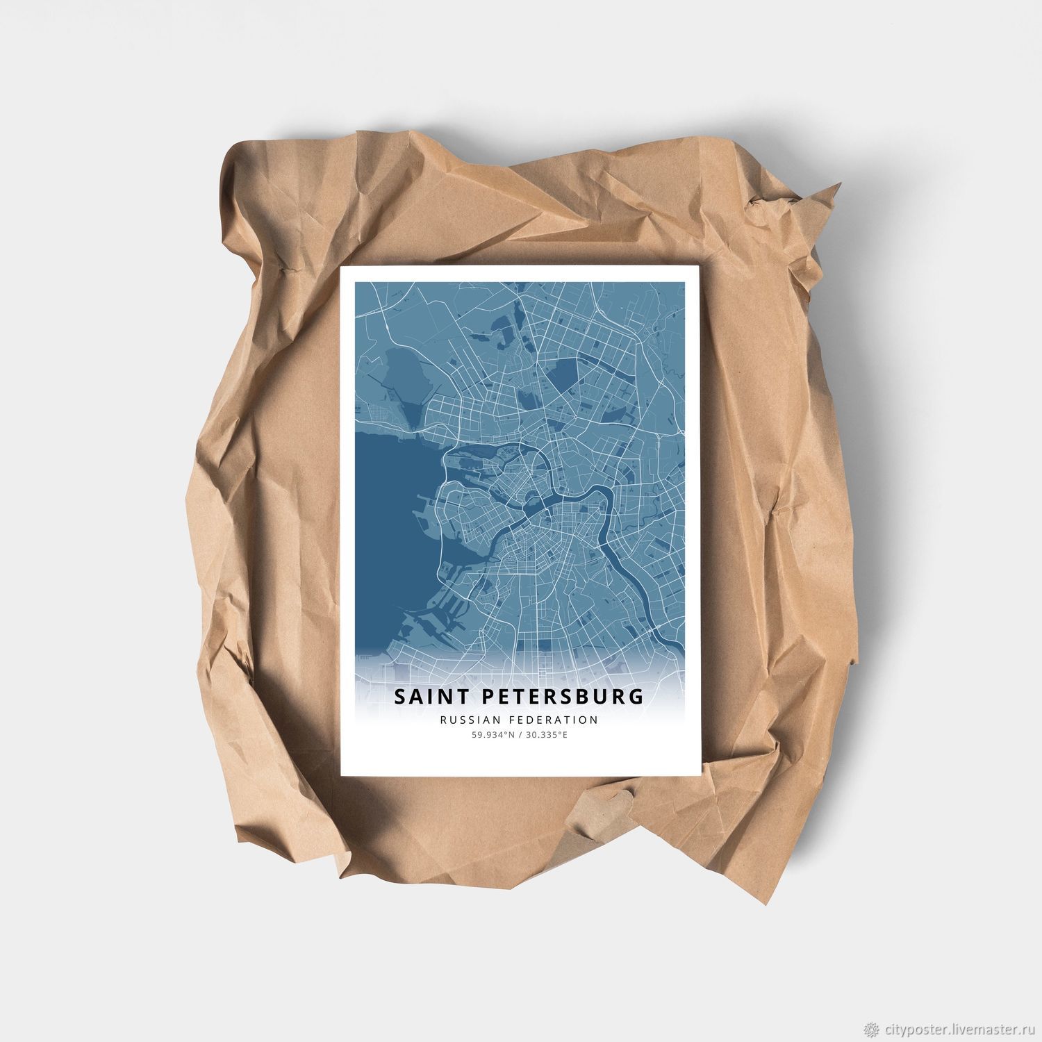 Постер карта Санкт-Петербурга 50 х 70 см в интернет-магазине ЯрмаркаМастеров по цене 204 ₽ – KHKPYRU