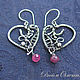 Silver earrings 'Pink heart', Earrings, Rostov-on-Don,  Фото №1