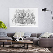 Картины и панно handmade. Livemaster - original item Graphic black-and-white painting of a New York City streetscape USA. Handmade.