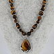 Necklace with pendant made of natural stones tiger's eye. Necklace. Magic box. Online shopping on My Livemaster.  Фото №2