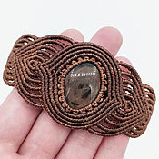 Украшения handmade. Livemaster - original item Brown Obsidian Natural Stone Wide Braided Bracelet. Handmade.
