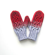 Аксессуары handmade. Livemaster - original item Women`s knitted mittens with Arana/braids red gray. Handmade.