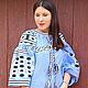 Blouse Vyshyvanka Embroidered, Blouse Blue Linen. Blouses. 'Viva'. Online shopping on My Livemaster.  Фото №2