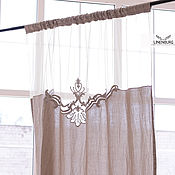 Для дома и интерьера handmade. Livemaster - original item Linen curtains with a transparent insert and voluminous embroidery. Handmade.