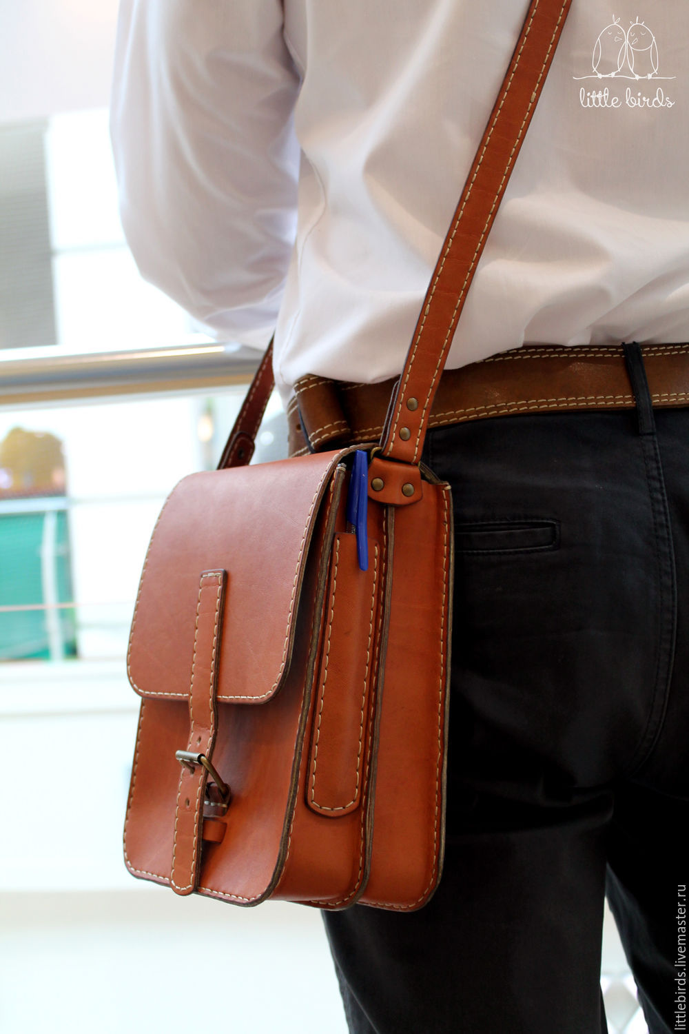 Мужские сумки через плечо из натуральной кожи ручной работы
