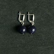 Украшения handmade. Livemaster - original item Silver earrings in blue aventurine. 925 sterling silver. Handmade.