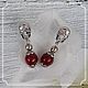 Silver skull and carnelian earrings, Subculture decorations, Smolensk,  Фото №1