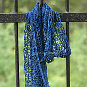 Аксессуары handmade. Livemaster - original item Openwork blue scarf made of 100% linen. Handmade.