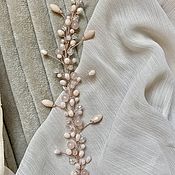 Свадебный хрустально-жемчужный ободок в причёску невесты