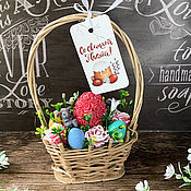 Косметика ручной работы handmade. Livemaster - original item Soap bouquet in a basket of vines Easter with rabbits. Handmade.
