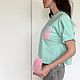 Mint t-shirt with pink feather pocket. T-shirts. ThePocket. Online shopping on My Livemaster.  Фото №2