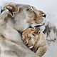 The watercolor paintings and the Lioness (beige grey lions of mother and child). Pictures. Pastelena. Online shopping on My Livemaster.  Фото №2