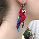 Order Earrings-birds 'macaws'. Miniature birds. Coffeelena. Livemaster. . Earrings Фото №3