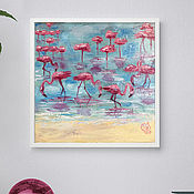 Картины и панно handmade. Livemaster - original item Flamingo, oil Painting, bird painting. Handmade.