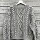 Order Jerseys: Women's hand-knitted sweater with braids in gray color to order. Kardigan sviter - женский вязаный свитер кардиган оверсайз. Livemaster. . Sweaters Фото №3