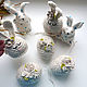 Easter set: knitted bunny hats for eggs and eggs in rustic style, Easter souvenirs, Moscow,  Фото №1