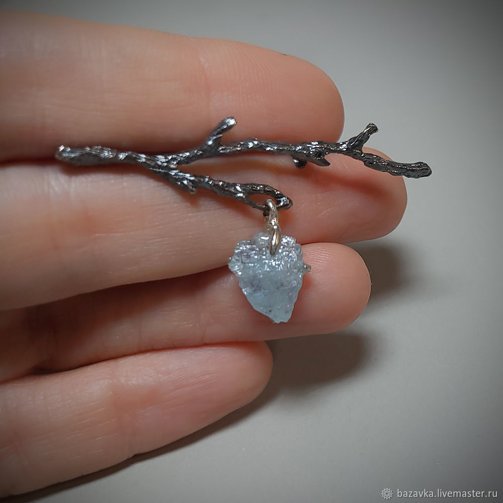 Серебряная брошь с аквамарином Веточка в интернет-магазине Ярмарка ...
