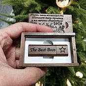 Сувениры и подарки handmade. Livemaster - original item Wooden flash drive with engraving in a box, business souvenir. Handmade.