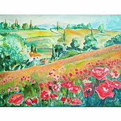 Картины и панно handmade. Livemaster - original item Painting Provence poppies Poppy field summer landscape oil on canvas. Handmade.