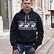 Men's black Deer hoodie, hoodie with a hood made of footer, Sweatshirts for men, Novosibirsk,  Фото №1