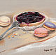 Cake with berries and cookies macarons. Print from the author's work, Pictures, St. Petersburg,  Фото №1