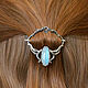 Заколка для волос фибула с лунным камнем, Фэнтези стиль, Заколки, Усть Куда,  Фото №1
