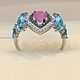 Кольцо с природным рубином груша и цирконами, 925. Кольца. OLVIKSOL JEWELRY STORE. Ярмарка Мастеров.  Фото №4