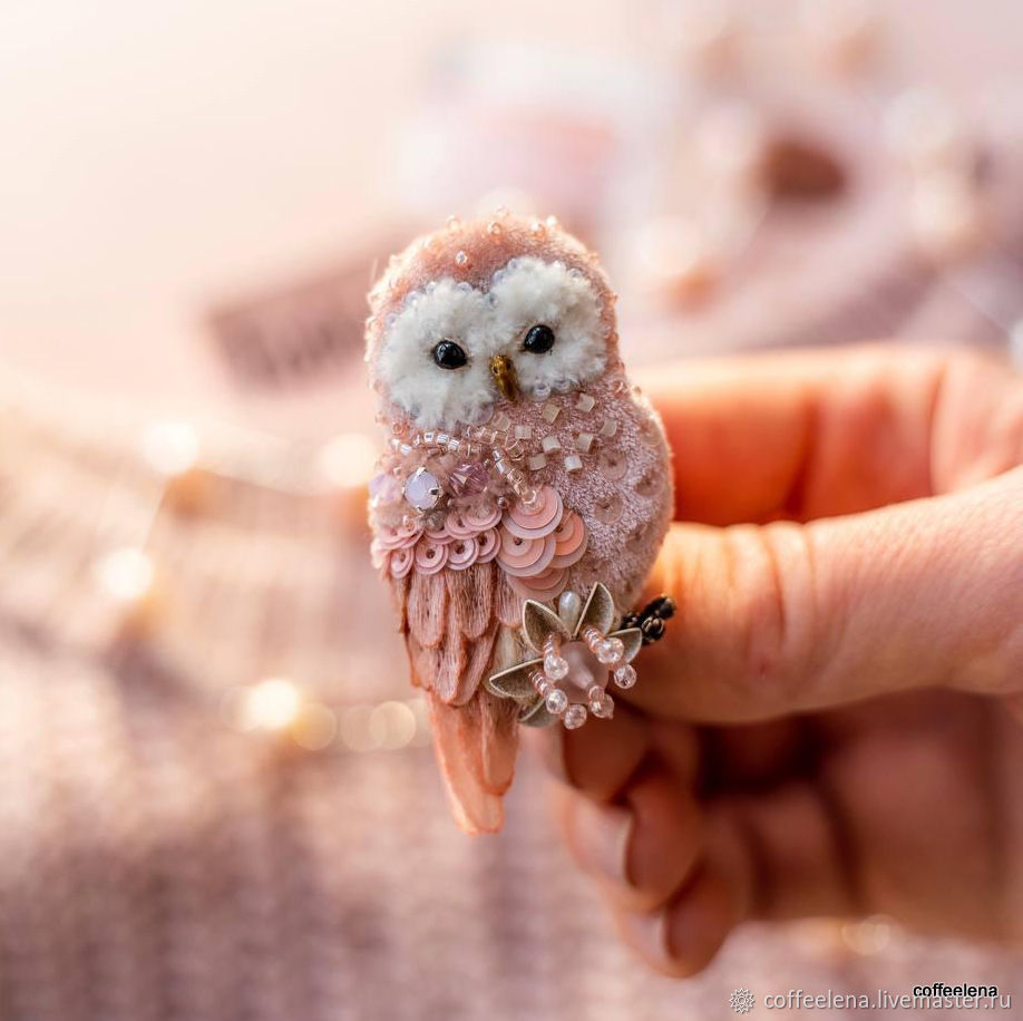 Брошь-Совушка «Розовая карамелька». Сова Сипуха – заказать на Ярмарке ...