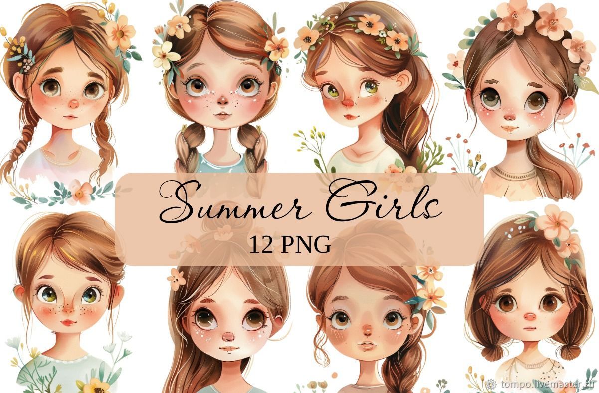 Клипарт (Clipart) иллюстрации Summer Girl в интернет-магазине Ярмарка  Мастеров по цене 250 ₽ – UV1LARU | Иллюстрации и рисунки, Москва - доставка  по России