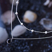 Украшения handmade. Livemaster - original item Silver choker necklace on a double chain: white pearls and black onyx. Handmade.