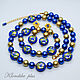 'Splashed blue ' set of jewelry made of acrylic and tensh, Jewelry Sets, Bratsk,  Фото №1