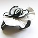 Brooch flower leather rose Contrast black - and-white. Brooches. De-Si-Re. My Livemaster. Фото №5