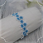 Украшения handmade. Livemaster - original item Bracelet made of white and blue beads. Handmade.