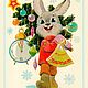 Cotton Christmas tree collectible toy. Bunny from a postcard In. Zarubina. Christmas decorations. DOLLiAN. My Livemaster. Фото №4