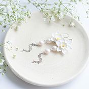 Украшения handmade. Livemaster - original item Handmade earrings with daffodils and Swarovski pearls. Handmade.