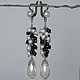 Long pearl earrings with agate, Earrings, Moscow,  Фото №1