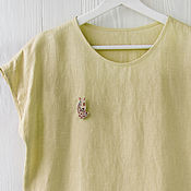 Одежда handmade. Livemaster - original item Light yellow blouse made of 100% linen. Handmade.