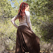 Harem pants with pockets, Mustard Cotton wide-leg Trousers